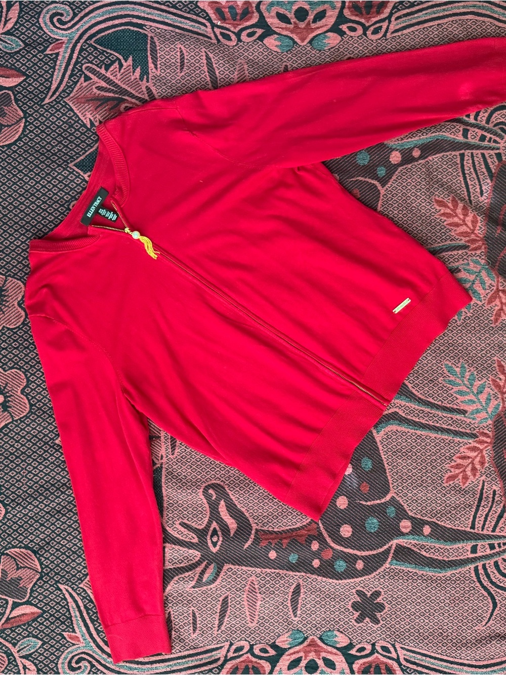 Ellen Tracy Bright Red Zip-Up Cardigan